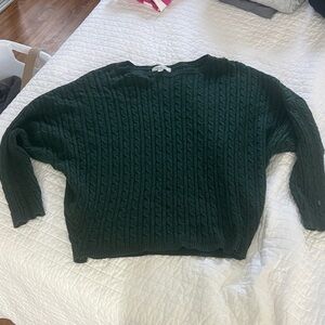 Francesca's Collections Forest Green Cable Knit Sweater